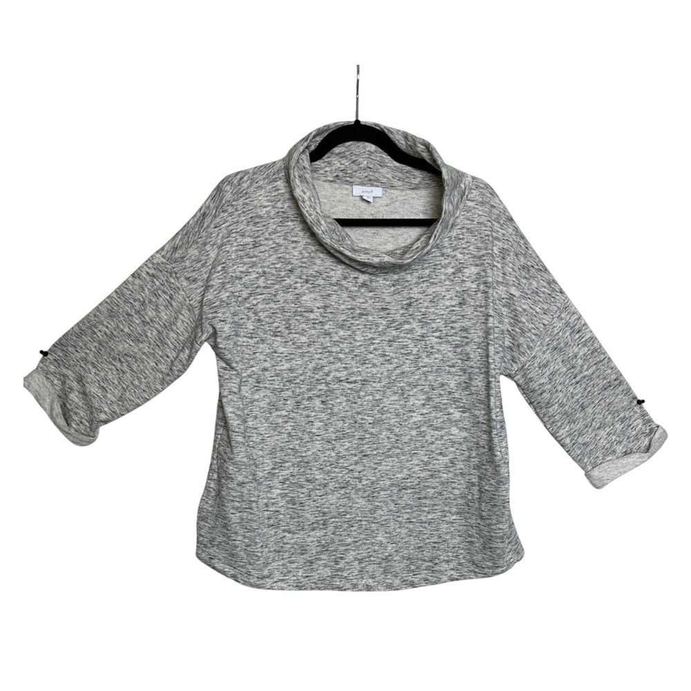 Pure Jill J. Jill Grey Marled Cowl Neck Cotton French Terry Sweater Pockets Sz M